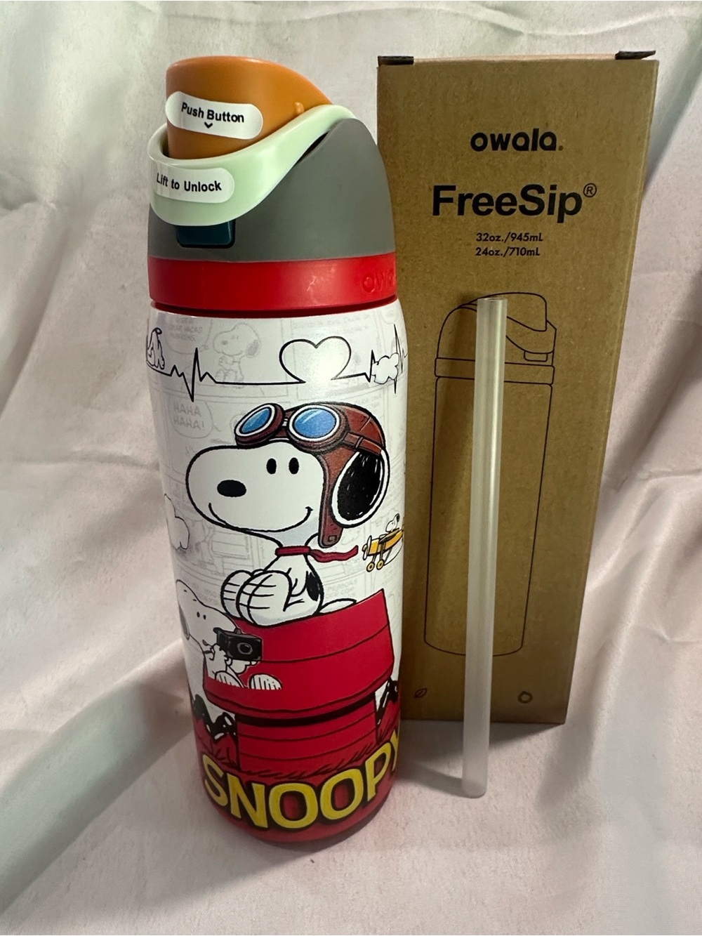 Custom Engraved Owala FreeSip Snoopy Pilot 32oz